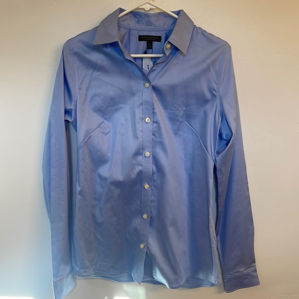 Banana Republic Non-Iron Fitted Blue Shirt - Size 10T